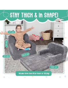 Sofá Parchalounger para Niños 2-en-1 Gris - Silla y Cama 2