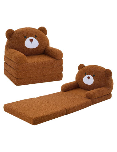 Sofá Infantil Plegable MOONBEEKI Oso Marrón 40.6x50.8 cm