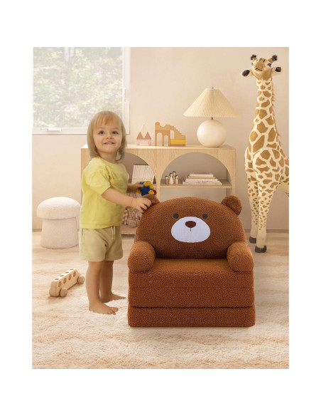 Sofá Infantil Plegable MOONBEEKI Oso Marrón 40.6x50.8 cm
