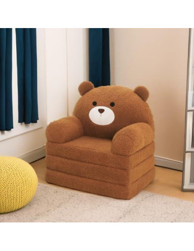 Sofá Infantil Plegable MOONBEEKI Oso Marrón 40.6x50.8 cm