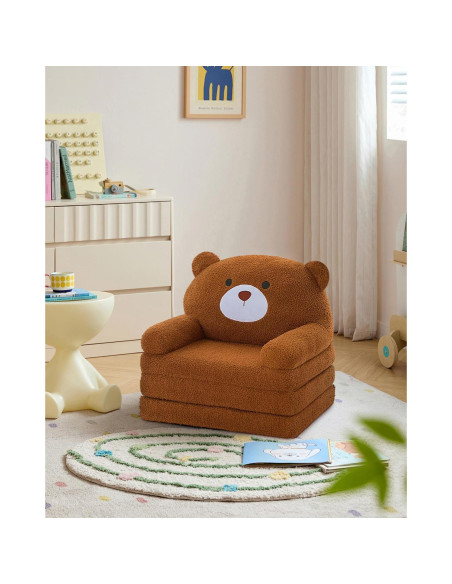Sofá Infantil Plegable MOONBEEKI Oso Marrón 40.6x50.8 cm