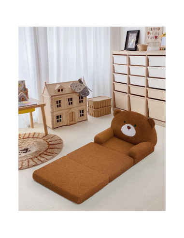 Sofá Infantil Plegable MOONBEEKI Oso Marrón 40.6x50.8 cm