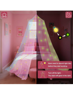 Dosel de Cama Princesa LionLively con Estrellas Brillantes 240cm 2