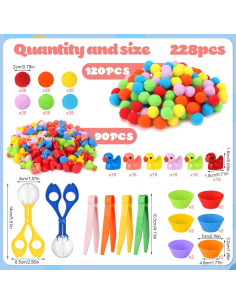 228 Piezas Juguetes de Motricidad Fina Libfrnt - Clasificación y Conteo 2