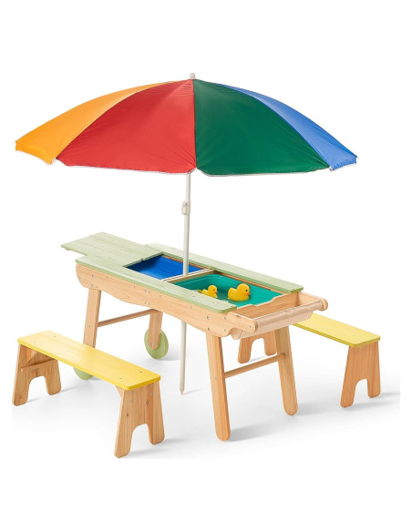 Mesa de Picnic 3 en 1 Giant Bean para Niños con Sombrilla Mesa de Picnic 3 en 1 Giant Bean para Niños con Sombrilla