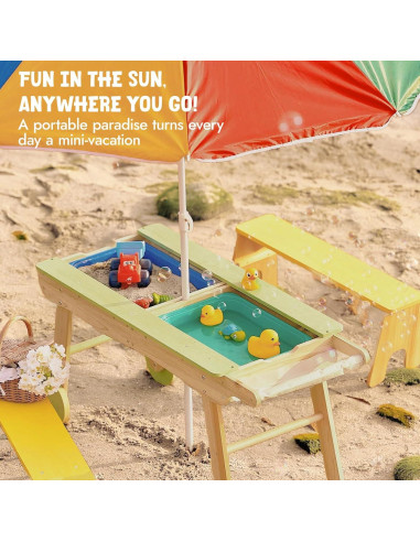 Mesa de Picnic 3 en 1 Giant Bean para Niños con Sombrilla