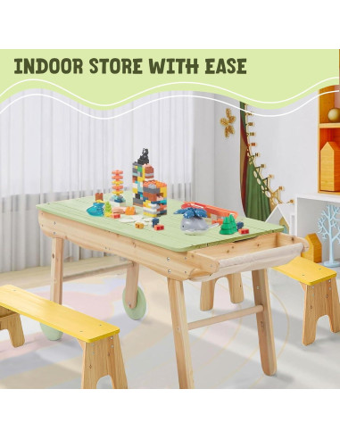 Mesa de Picnic 3 en 1 Giant Bean para Niños con Sombrilla