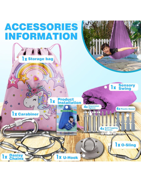 Columpio Sensorial Lizznoe Púrpura 2.79x1.55m para Niños Columpio Sensorial Lizznoe Púrpura 2.79x1.55m para Niños