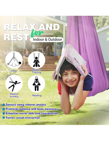 Columpio Sensorial Lizznoe Púrpura 2.79x1.55m para Niños