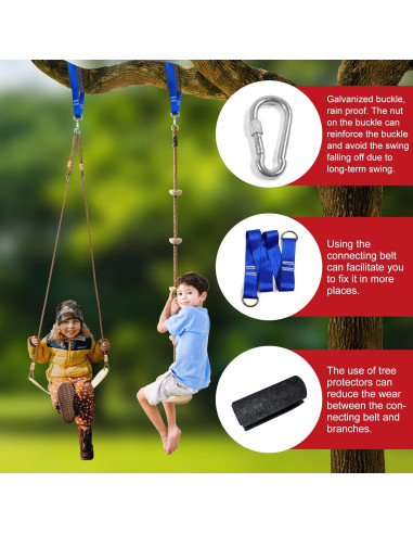 Columpio de árbol TZIZHOU con cuerda de escalar 2.01m Caqui