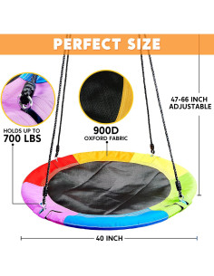 Columpio de Árbol TURFEE 102 cm Arcoíris para Niños 2