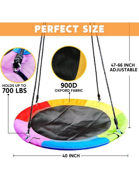 Columpio de Árbol TURFEE 102 cm Arcoíris para Niños Columpio de Árbol TURFEE 102 cm Arcoíris para Niños