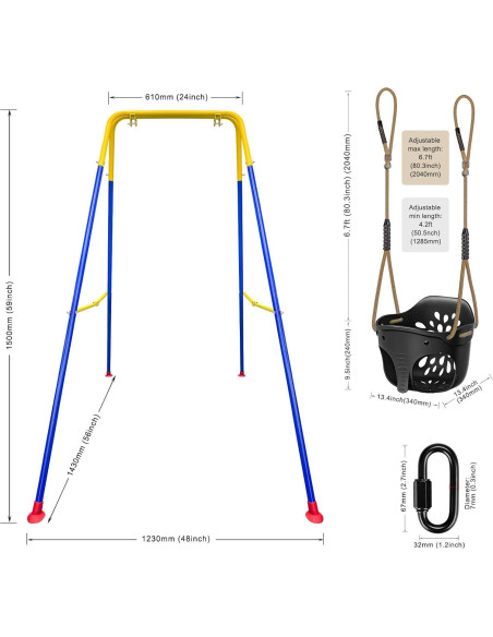 Columpio para Niños SELEWARE Plegable Elefante Negro 7.15 kg