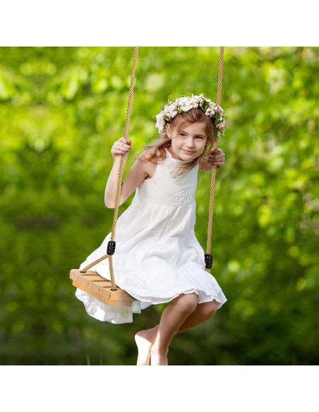 Asiento de Columpio de Madera PELLOR 42x20 cm Cuerda Ajustable