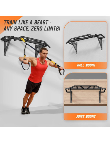 Barra de Dominadas Jusgym Montada en Pared 272 kg 14 Posiciones