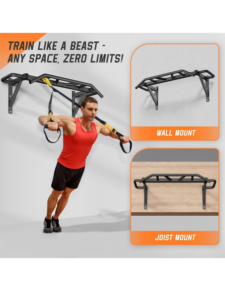 Barra de Dominadas Jusgym Montada en Pared 272 kg 14 Posiciones