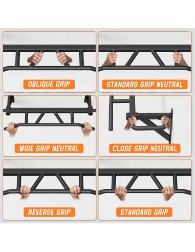 Barra de Dominadas Jusgym Montada en Pared 272 kg 14 Posiciones