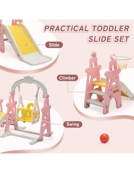 Parque Infantil 3 en 1 Nyeekoy - Tobogán, Columpio y Aro