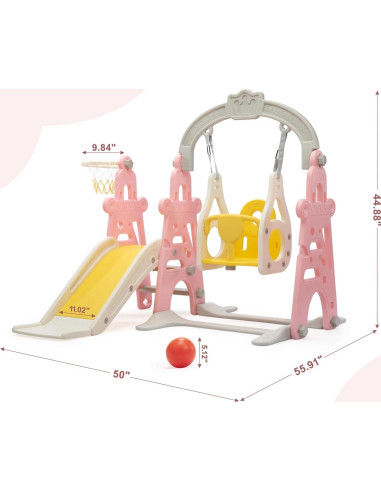 Parque Infantil 3 en 1 Nyeekoy - Tobogán, Columpio y Aro