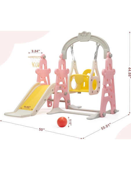 Parque Infantil 3 en 1 Nyeekoy - Tobogán, Columpio y Aro