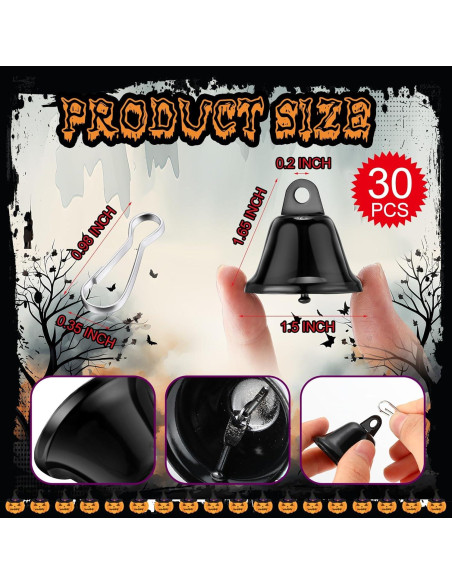 30 Campanas de Latón Pequeñas Gejoy para Manualidades 4.2x3.8cm