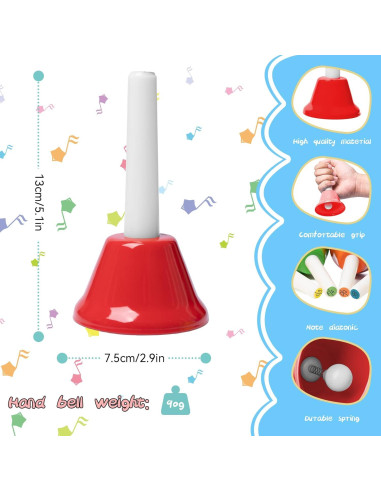 Campanas de Mano TantivyBo 8 Notas con Libro de 17 Canciones