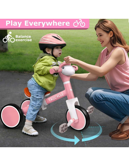 Triciclo Rosa para Niños 1-5 Años con Luz y Música