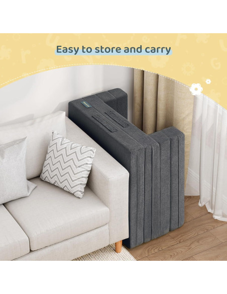 Cama de viaje para niños WeeGuruu 3 en 1 gris, espuma alta densidad