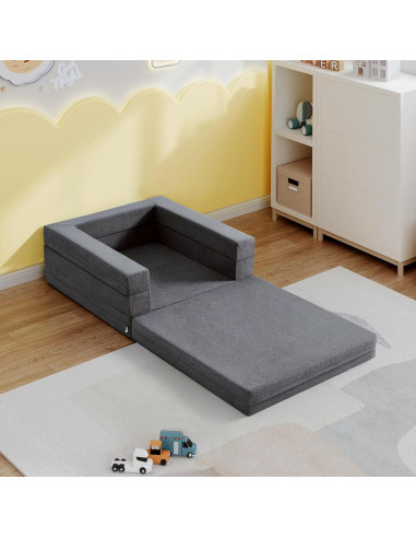 Cama de viaje para niños WeeGuruu 3 en 1 gris, espuma alta densidad