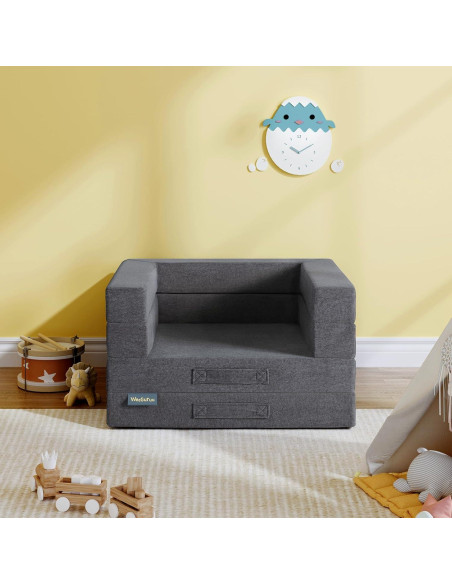 Cama de viaje para niños WeeGuruu 3 en 1 gris, espuma alta densidad