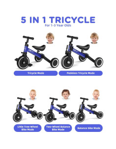 Bicicleta Triciclo 5 en 1 XJD para Niños 1-3 Años Ajustable 2
