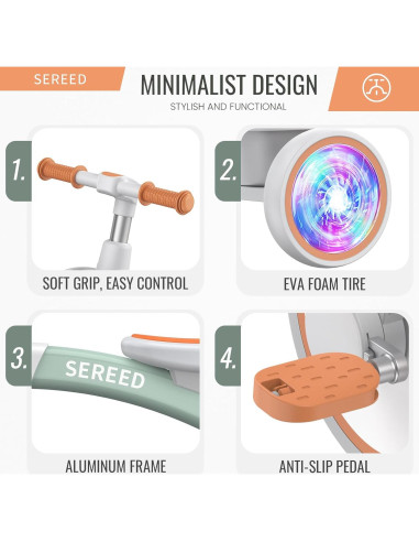 Triciclo SEREED Colorido para Niños 2 a 5 Años Ajustable