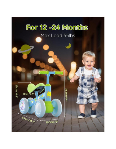 Bicicleta de Equilibrio Lilian&Gema Verde-Azul 1-2 Años