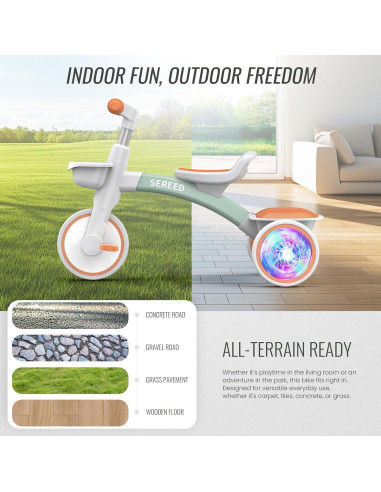 Triciclo SEREED Colorido para Niños 2 a 5 Años Ajustable