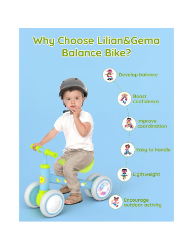 Bicicleta de Equilibrio Lilian&Gema Verde-Azul 1-2 Años