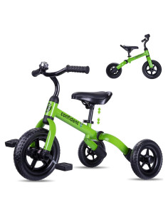 Triciclo 3 en 1 YGJT Verde para Niños 2 a 5 Años Ajustable