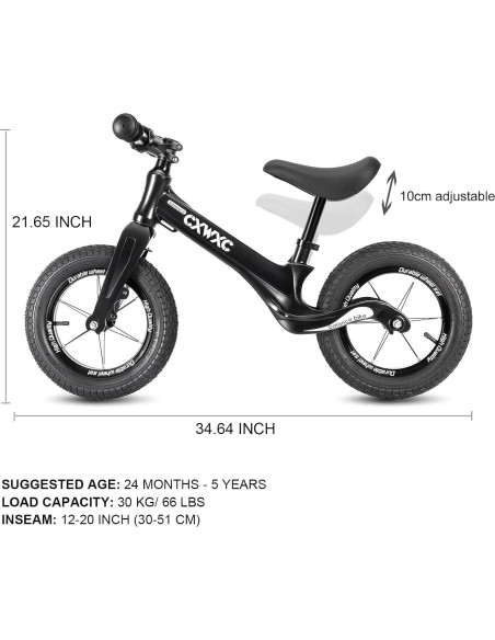 Bicicleta de Equilibrio CXWXC 12" para Niños 2-5 Años