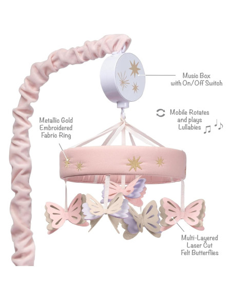 Móvil Musical para Cuna Lambs & Ivy Mariposas Rosa 21.6x68.6cm