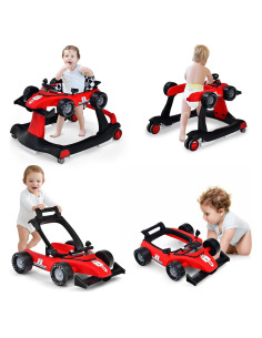 Andador 4-en-1 HONEY JOY para Bebés Rojo, 3 Alturas Ajustables