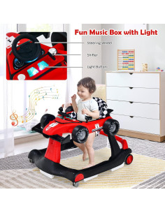 Andador 4-en-1 HONEY JOY para Bebés Rojo, 3 Alturas Ajustables 2