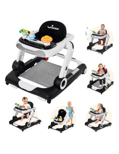 Andador 5 en 1 para Bebé Negro - Altura Ajustable y Musical