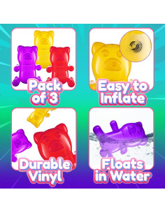 Paquete de 3 Osos de Goma Inflables 60 cm Bedwina 2