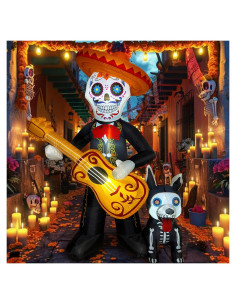 Decoración Inflable Halloween 1.8m Intexflatable Guitarra Calavera