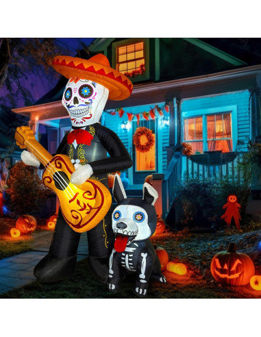 Decoración Inflable Halloween 1.8m Intexflatable Guitarra Calavera