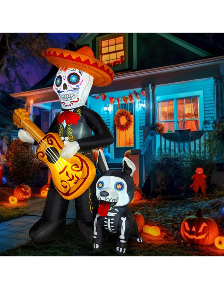 Decoración Inflable Halloween 1.8m Intexflatable Guitarra Calavera