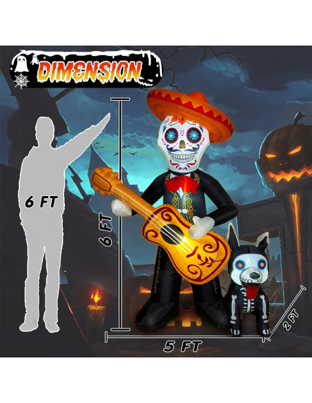 Decoración Inflable Halloween 1.8m Intexflatable Guitarra Calavera