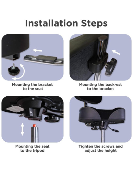 Taburete de Batería GIOCO Ajustable con Respaldo 64.8 cm