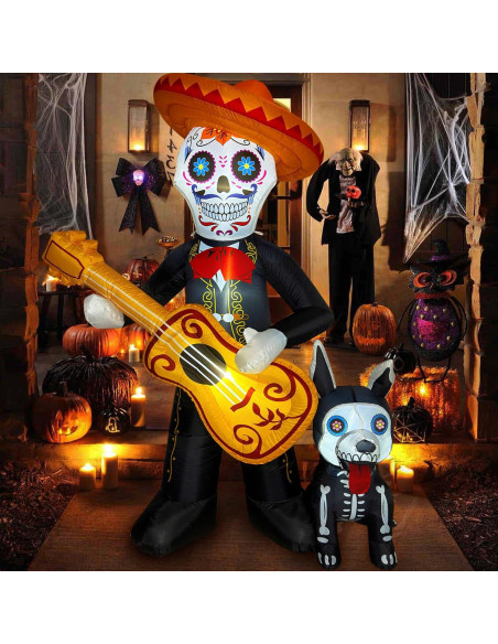 Decoración Inflable Halloween 1.8m Intexflatable Guitarra Calavera
