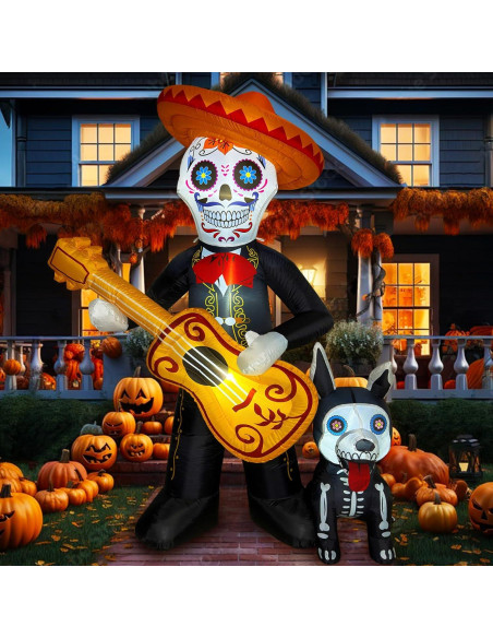 Decoración Inflable Halloween 1.8m Intexflatable Guitarra Calavera