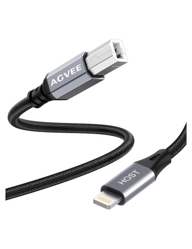 Cable MIDI USB Tipo-B AGVEE 1.5m Lightning OTG para iPhone
